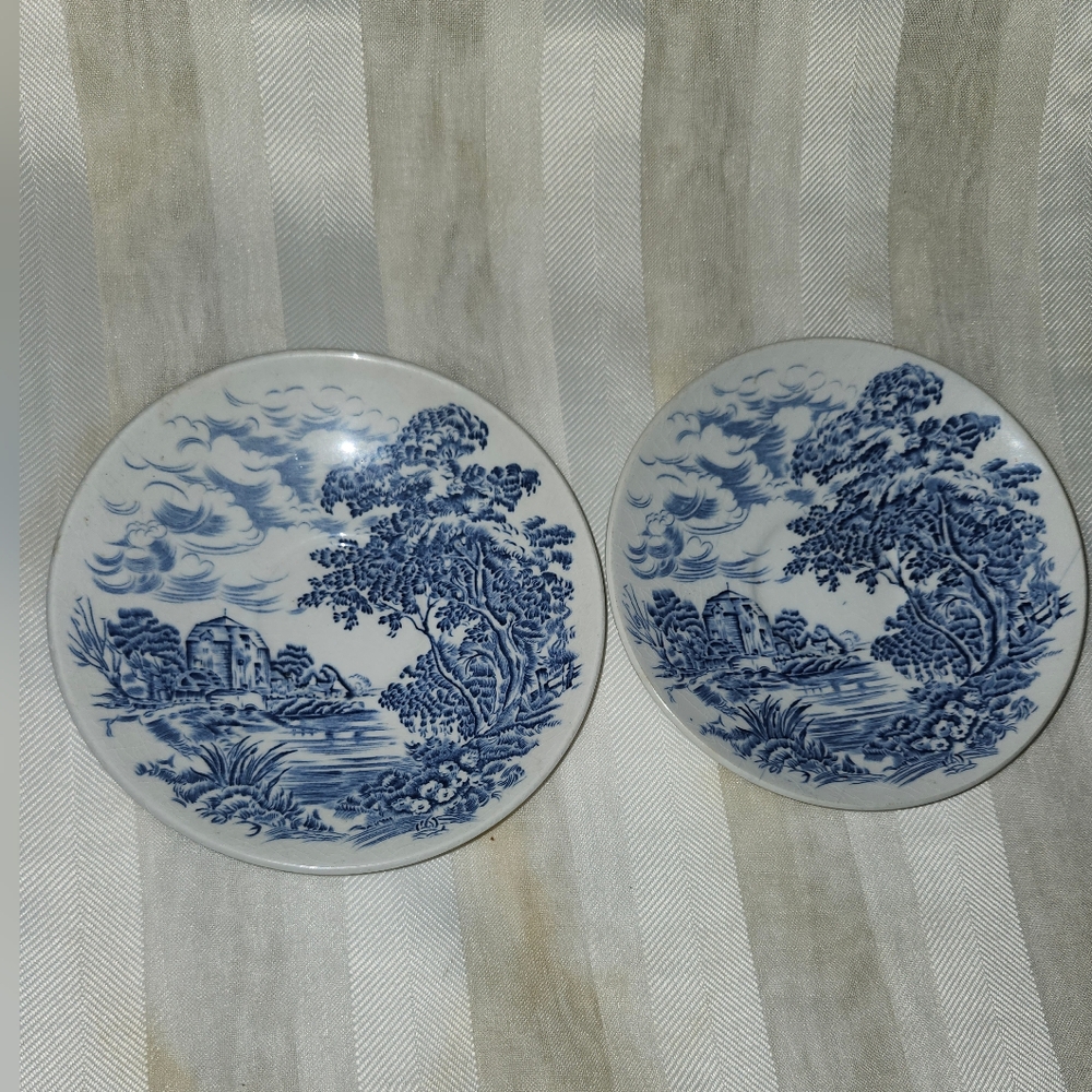 ENOCH WEDGWOOD Blue and White Scenic Plates